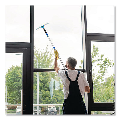 Pro Window Washing Kit with Swivel Squeegee and 6 ft Telescopic Pole, 14" Wide Blade, 2/Kit (GRI1306F142P)