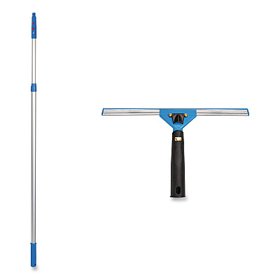 Pro Window Washing Kit with Swivel Squeegee and 6 ft Telescopic Pole, 14" Wide Blade, 3/Kit (GRI1306F143P)