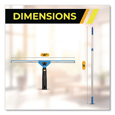 Pro Window Washing Kit with Swivel Squeegee and 6 ft Telescopic Pole, 18" Wide Blade, 3/Kit (GRI1306F183P)