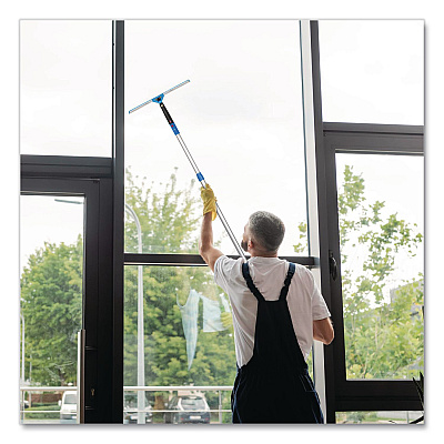 Pro Window Washing Kit with Swivel Squeegee and 6 ft Telescopic Pole, 18" Wide Blade, 3/Kit (GRI1306F183P)