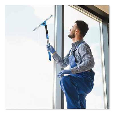 Pro Window Washing Kit with Swivel Window Squeegee and 20" Pole, 14" Wide Blade, 2/Kit (GRI1312PK)