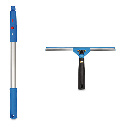 Pro Window Washing Kit with Swivel Window Squeegee and 20" Pole, 14" Wide Blade, 3/Kit (GRI1313PK)