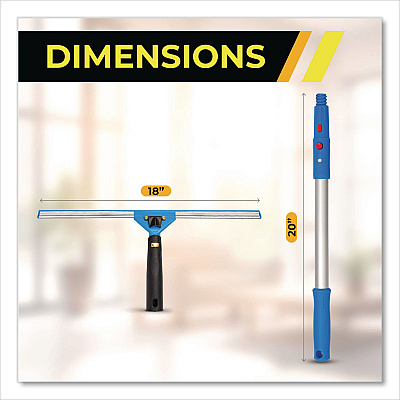 Pro Window Washing Kit with Swivel Window Squeegee and 20" Pole, 18" Wide Blade (GRI13118)
