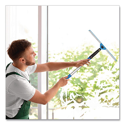 Pro Window Washing Kit with Swivel Window Squeegee and 20" Pole, 18" Wide Blade, 3/Kit (GRI131183PK)