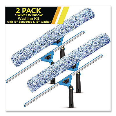 Swivel Window Washing Kit with Squeegee and Washer, 18" Wide, 2/Kit (GRI136182PK)