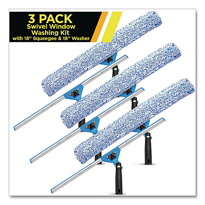 Swivel Window Washing Kit with Squeegee and Washer, 18" Wide, 3/Kit (GRI136183PK)