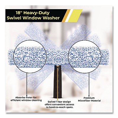 Swivel Window Washing Kit with Squeegee and Washer, 18" Wide, 3/Kit (GRI136183PK)