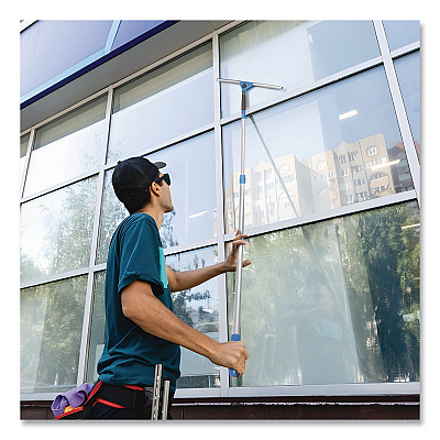 Pro Window Washing Kit with Squeegee, Washer and 6 ft Telescopic Pole, 18" Wide Blade (GRI1376F18)