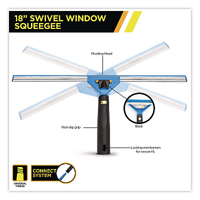 Pro Window Washing Kit with Squeegee, Washer and 20" Pole, 18" Wide Blade (GRI13818)