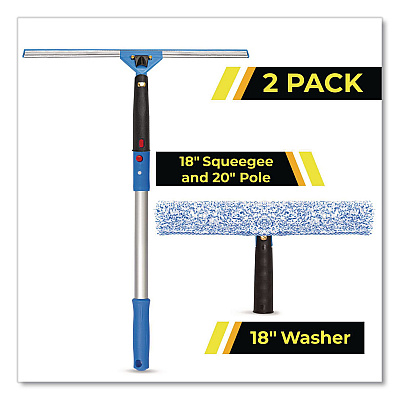 Pro Window Washing Kit with Squeegee, Washer and 20" Pole, 18" Blade Width, 2/Kit (GRI138182PK)