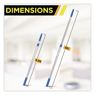 6 ft Telescopic Aluminum Extension Pole with Click/Lock Adapter Cone, 3.5 ft to 6 ft, Blue/Silver (GRI1066F)