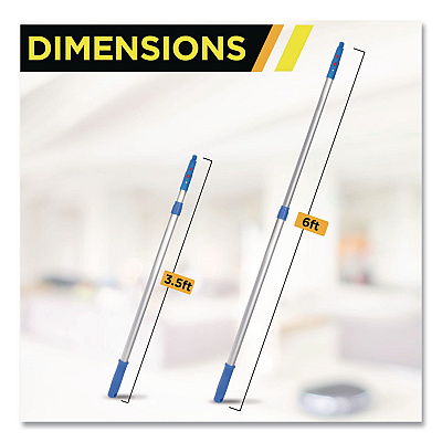 6 ft Telescopic Aluminum Extension Pole with Click/Lock Adapter Cone, 3.5 ft to 6 ft, Blue/Silver, 3/Pack (GRI1066F3PK)