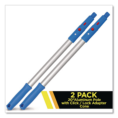 20" Aluminum Pole with Click/Lock Adapter Cone, Blue/Silver, 2/Pack (GRI1072PK)