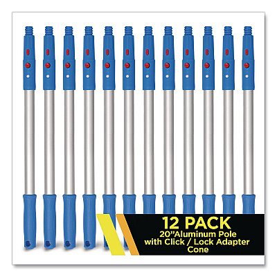 20" Aluminum Pole with Click/Lock Adapter Cone, Blue/Silver, 12/Pack (GRI10712PK)