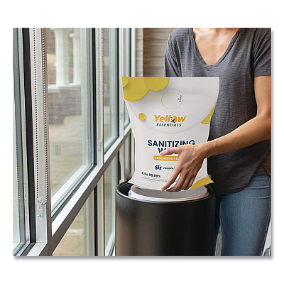 Yellow Essentials Sanitizing Wipes, 5 x 8, Unscented, White, 2,000/Refill Bag, 4 Refill Bags/Carton (YE00120004PK)
