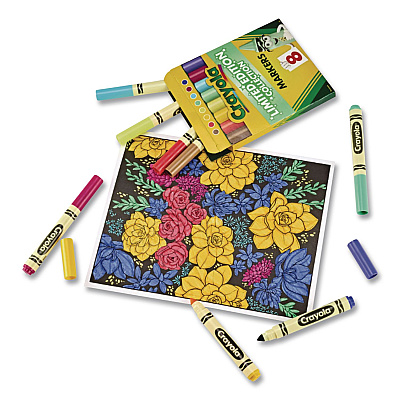 Crayola Ultra-Clean Washable Markers, Limited Edition Collection, Broad Bullet Tips, Assorted Colors, 8/Box (587746)
