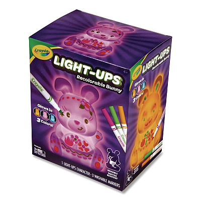 Crayola Light Ups Recolorable Bunny with (3) Ultra-Clean Washable Markers, Ages 4 and Up, 4 Pieces (747643)