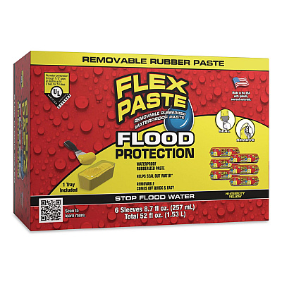 Flex Paste Flood Protection Paste, (6) 8.7 oz Sleeves with Tray/Pack, Dries Yellow, 2 Packs/Carton (RPSYELR64)