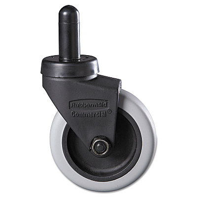 Rubbermaid Commercial Replacement Bayonet-Stem Swivel Casters, Grip Ring Stem, 3" Soft Rubber Wheel, Black (SGSFG7570L20000)