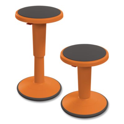MooreCo Hierarchy Grow Stool, Short, Backless, Supports Up to 250 lbs, 14" to 18" Seat Height, Orange Seat, Orange Base (50960ORANGE)
