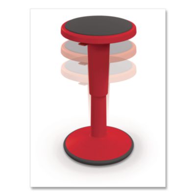 MooreCo Hierarchy Grow Stool, Short, Backless, Supports Up to 250 lbs, 14" to 18" Seat Height, Red Seat, Red Base (50960RED)