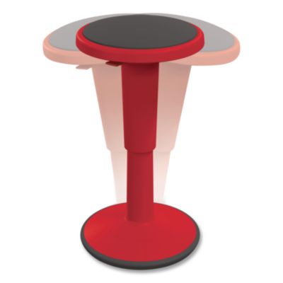 MooreCo Hierarchy Grow Stool, Short, Backless, Supports Up to 250 lbs, 14" to 18" Seat Height, Red Seat, Red Base (50960RED)