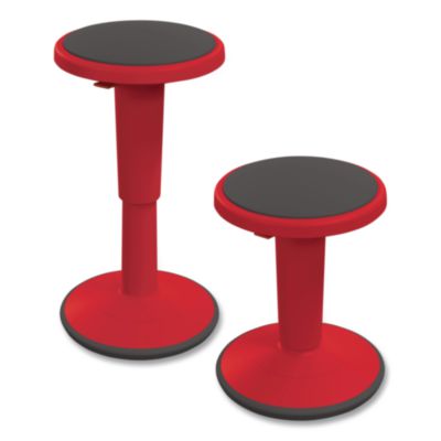 MooreCo Hierarchy Grow Stool, Short, Backless, Supports Up to 250 lbs, 14" to 18" Seat Height, Red Seat, Red Base (50960RED)