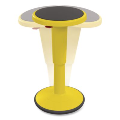 MooreCo Hierarchy Grow Stool, Short, Backless, Supports Up to 250 lbs, 14" to 18" Seat Height, Yellow Seat, Yellow Base (50960YELLOW)
