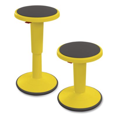 MooreCo Hierarchy Grow Stool, Short, Backless, Supports Up to 250 lbs, 14" to 18" Seat Height, Yellow Seat, Yellow Base (50960YELLOW)