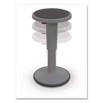 MooreCo Hierarchy Grow Stool, Tall, Backless, Supports Up to 250 lbs, 17" to 24" Seat Height, Gray Seat, Gray Base (50970GREY)