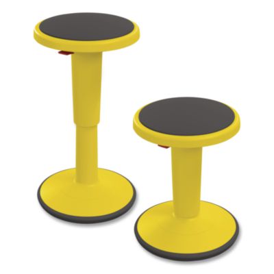 MooreCo Hierarchy Grow Stool, Tall, Backless, Supports Up to 250 lbs, 17" to 24" Seat Height, Yellow Seat, Yellow Base (50970YELLOW)