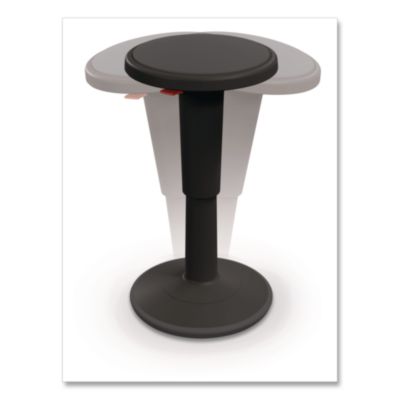 MooreCo Hierarchy Grow Stool, Short, Backless, Supports up to 250 lbs, 14" to 18" Seat Height, Black Seat, Black Base (50960BLACK)