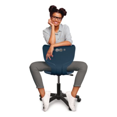 MooreCo Hierarchy Five-Star Chair, Supports Up to 250 lbs, 21.68" Seat Height, Navy Seat, Navy Back, Black Base (53511NAVY)