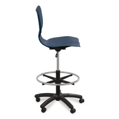 MooreCo Hierarchy Five-Star Stool, Supports Up to 250 lbs, 24.48" to 33.23" Seat Height, Navy Seat, Black Base (53512NAVY)