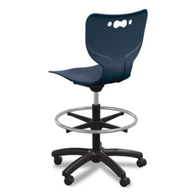 MooreCo Hierarchy Five-Star Stool, Supports Up to 250 lbs, 24.48" to 33.23" Seat Height, Navy Seat, Black Base (53512NAVY)