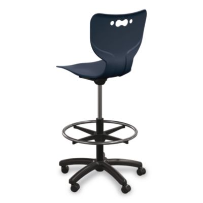 MooreCo Hierarchy Five-Star Stool, Supports Up to 250 lbs, 24.48" to 33.23" Seat Height, Navy Seat, Black Base (53512NAVY)