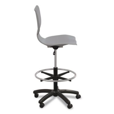 MooreCo Hierarchy Five-Star Stool, Supports Up to 250 lbs, 24.48" to 33.23" Seat Height, Gray Seat, Black Base (53512GREY)