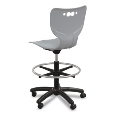 MooreCo Hierarchy Five-Star Stool, Supports Up to 250 lbs, 24.48" to 33.23" Seat Height, Gray Seat, Black Base (53512GREY)