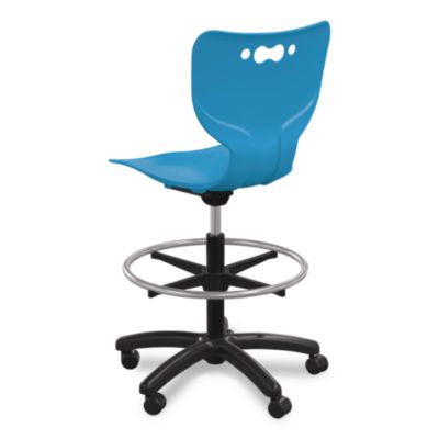 MooreCo Hierarchy Five-Star Stool, Supports Up to 250 lbs, 24.48" to 33.23" Seat Height, Blue Seat, Black Base (53512BLU)