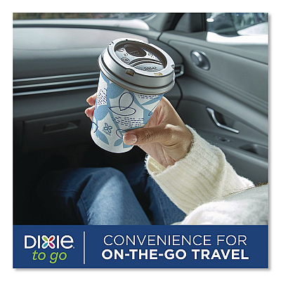 Dixie To Go Paper Cups and Lids Combo, 12 oz, Blue/White, 66/Pack (15030)