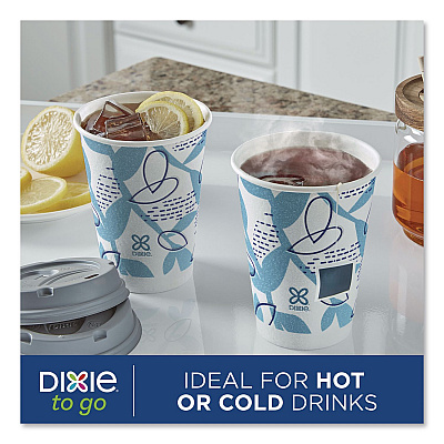 Dixie To Go Paper Cups and Lids Combo, 12 oz, Blue/White, 66/Pack (15030)