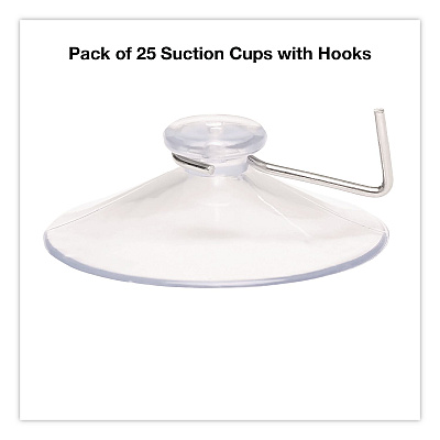 General Printing & Design Suction Cup Hooks, Metal Silver Hook, 25/Pack (SC25PK)