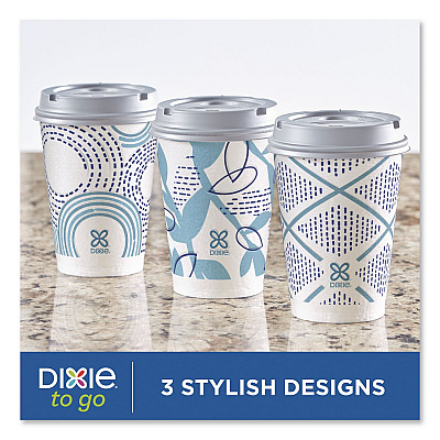 Dixie To Go Paper Cups and Lids Combo, 12 oz, Blue/White, 66/Pack (15030)
