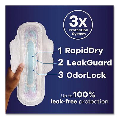 Always Ultra Thin Overnight Pads with Wings, Size 4, Overnight Absorbency, 16/Pack, 6 Packs/Carton (12851)