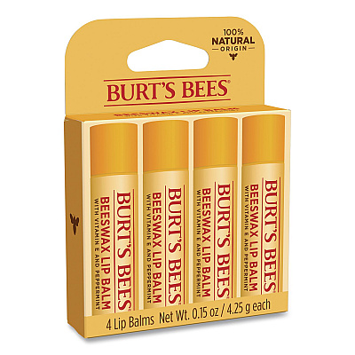 Beeswax Lip Balm, Original, 0.15 oz Stick, 4/Pack (01198)