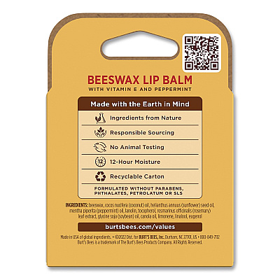Beeswax Lip Balm, Original, 0.15 oz Stick, 4/Pack (01198)