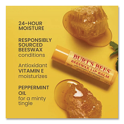 Beeswax Lip Balm, Original, 0.15 oz Stick, 4/Pack (01198)
