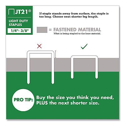 JT21 Standard Staples, 0.31" Leg, 0.44" Crown, Silver, 1,000/Box (21524AM)