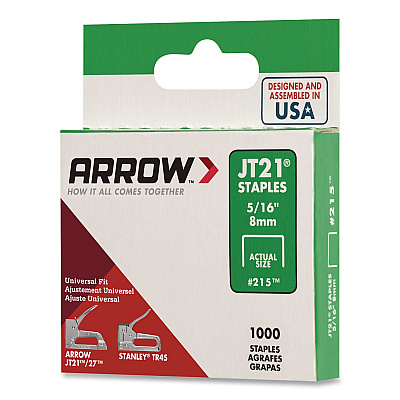 JT21 Standard Staples, 0.31" Leg, 0.44" Crown, Silver, 1,000/Box (21524AM)