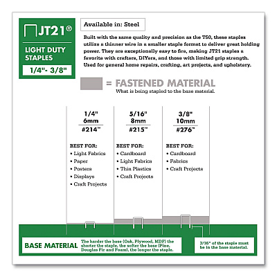 JT21 Standard Staples, 0.38" Leg, 0.44" Crown, Silver, 1,000/Box (27624AM)